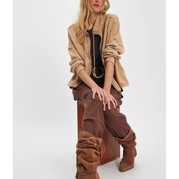 Free People We The Free Dune Buggy Cardigan Jacket Top Cotton Terry L NEW 284178 - Picture 1 of 9